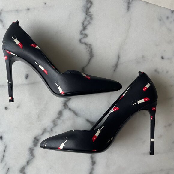 Saint Laurent Lipstick Print Leather Pumps - Picture 8 of 15